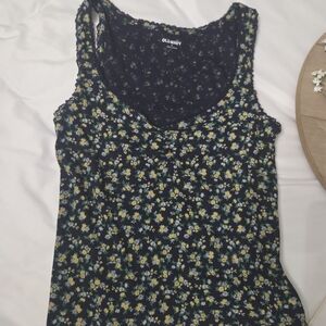 Old Navy Women's Floral Tank Top - Black and Yellow